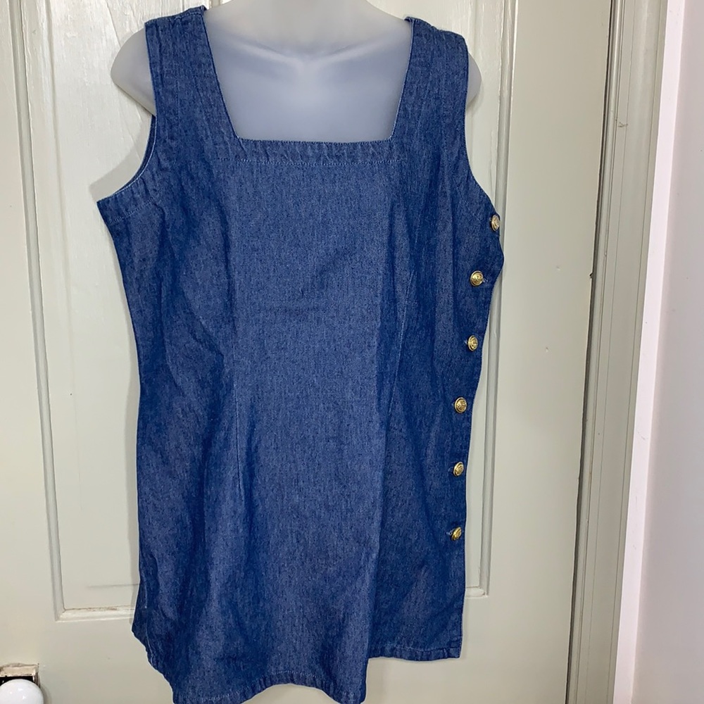 🌾 Lew Magram sleeveless denim top/tunic sz 12 - L
